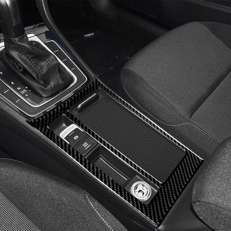 Car Carbon Fiber Water Cup Panel Decorative Sticker for Volkswagen Golf 7 2013-2017, Left Drive