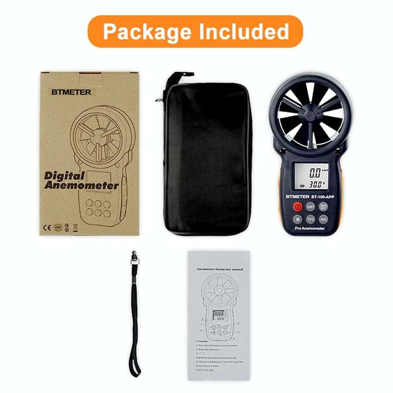 BT-100 Handheld Anemometer Wind Speed Wind Chill Temperature Measuring Instrument(Black)