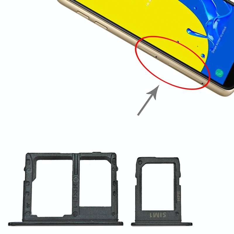 For Samsung Galaxy J6 2018 SM-J600 SIM Card Tray + SIM + Micro SD Card Tray (Black)