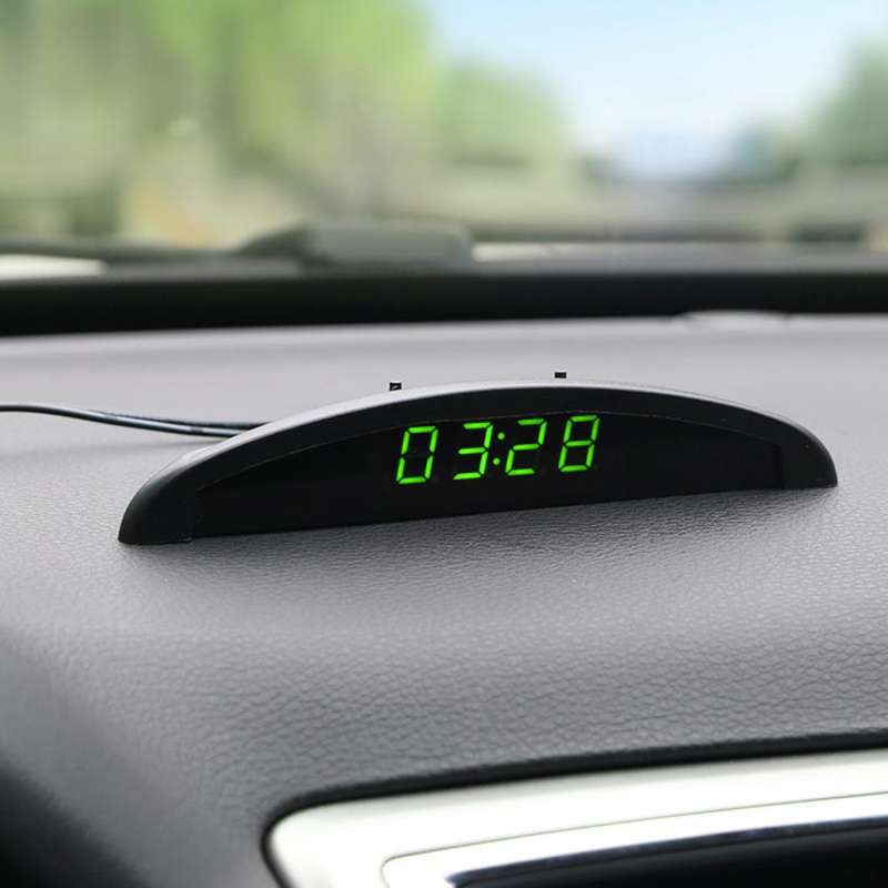 2 in 1 Car LED Digital Display Thermometer Clock(Green)