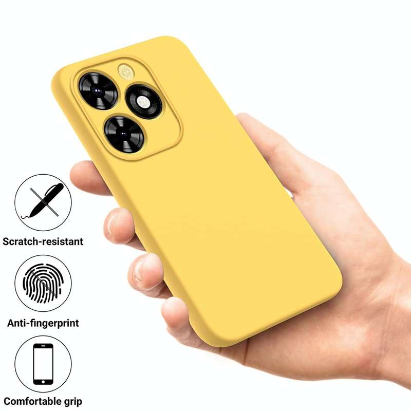 For Tecno Spark 20 Pro Solid Color Liquid Silicone Dropproof Full Coverage Protective Case(Yellow)