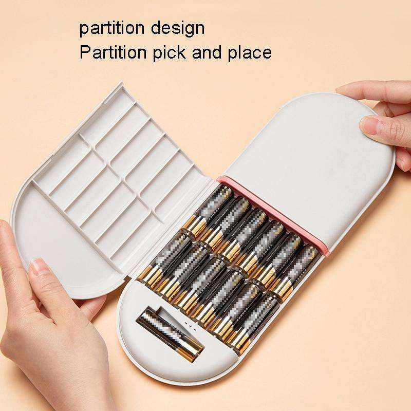 Household Battery Storage Box Data Cable Charger Storage Organizer Box, Color: Pink 3 Layer
