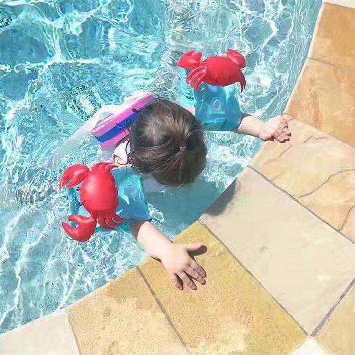 Children Inflatable Red Crabs Shape Arm Bands Floatation Sleeves Water Wings Swimming Floats, Siz...