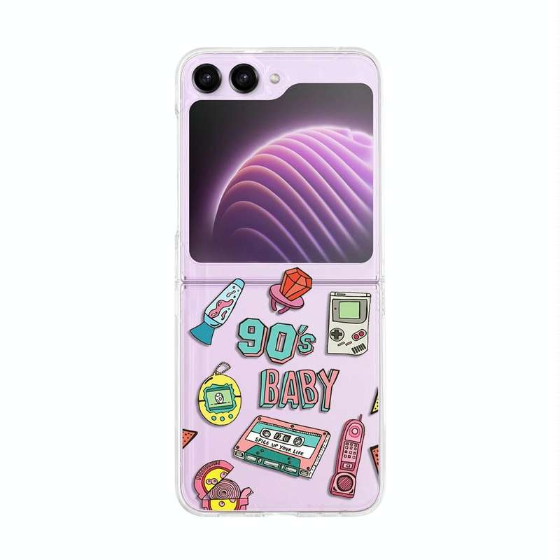 For Samsung Galaxy Z Flip5 Painted Pattern PC Transparent Folding Phone Case(Z75 Era Tags)