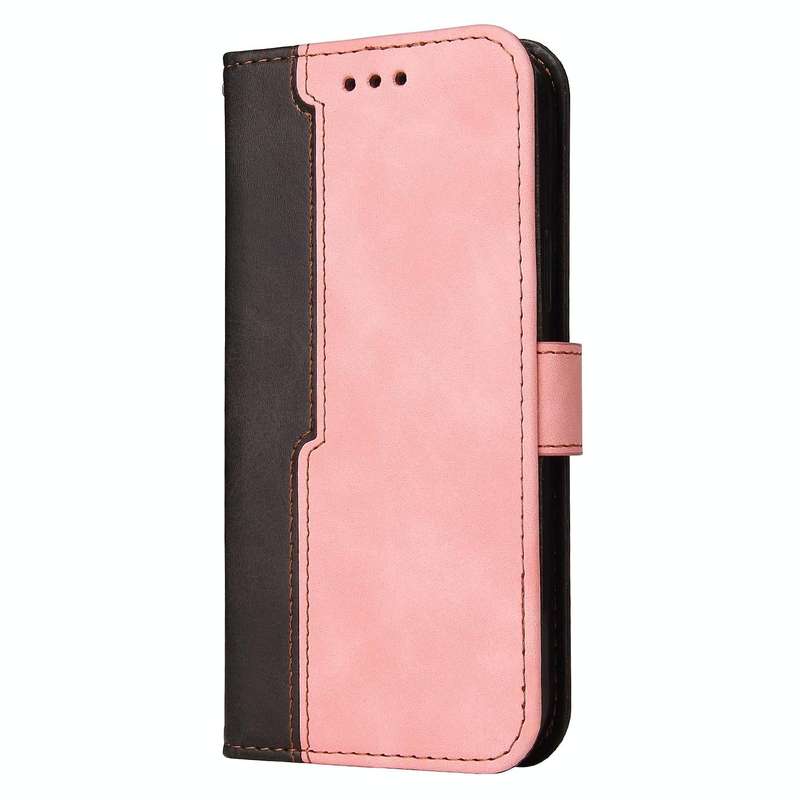 For vivo Y76 5G/Y76S Stitching-Color Horizontal Flip Leather Case(Pink)