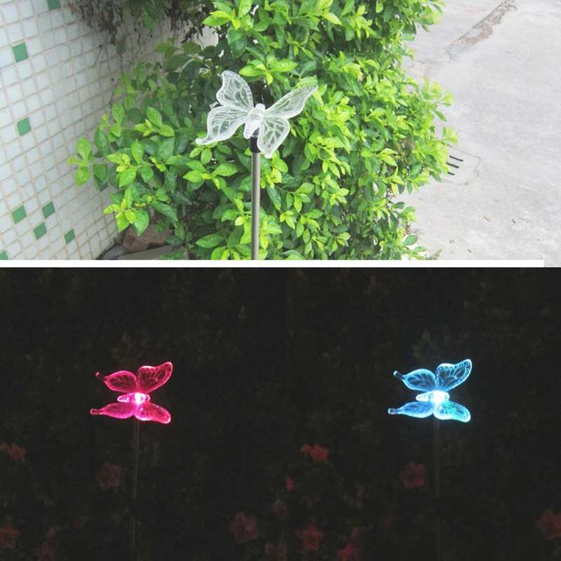 A106 3 PCS Colorful Light LED Solar Power Lamp, Bird Dragonfly Butterfly Pattern Outdoor Garden L...