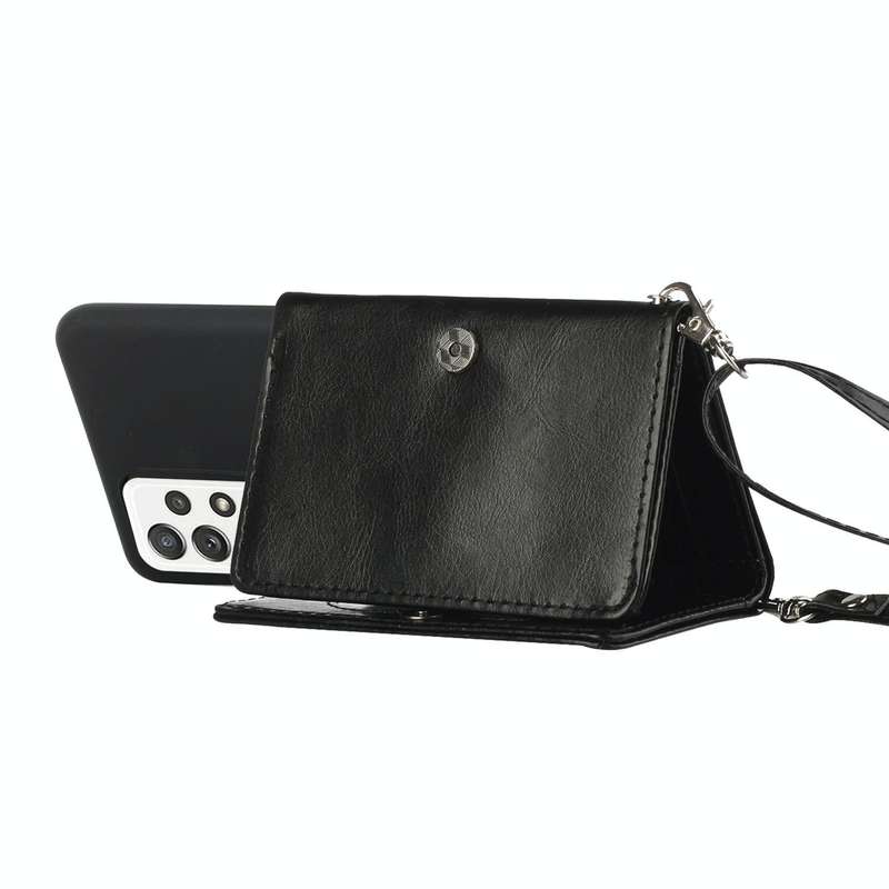 For Samsung Galaxy A33 5G Crossbody Lanyard Wallet Card Bag Phone Case(Black)