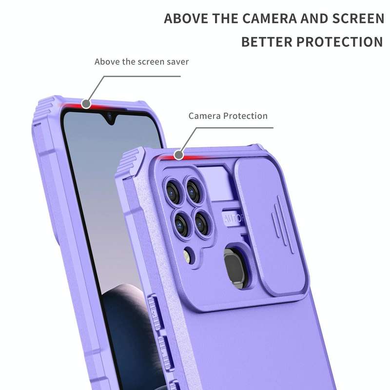 For vivo Y20 Stereoscopic Holder Sliding Camshield Phone Case(Purple)