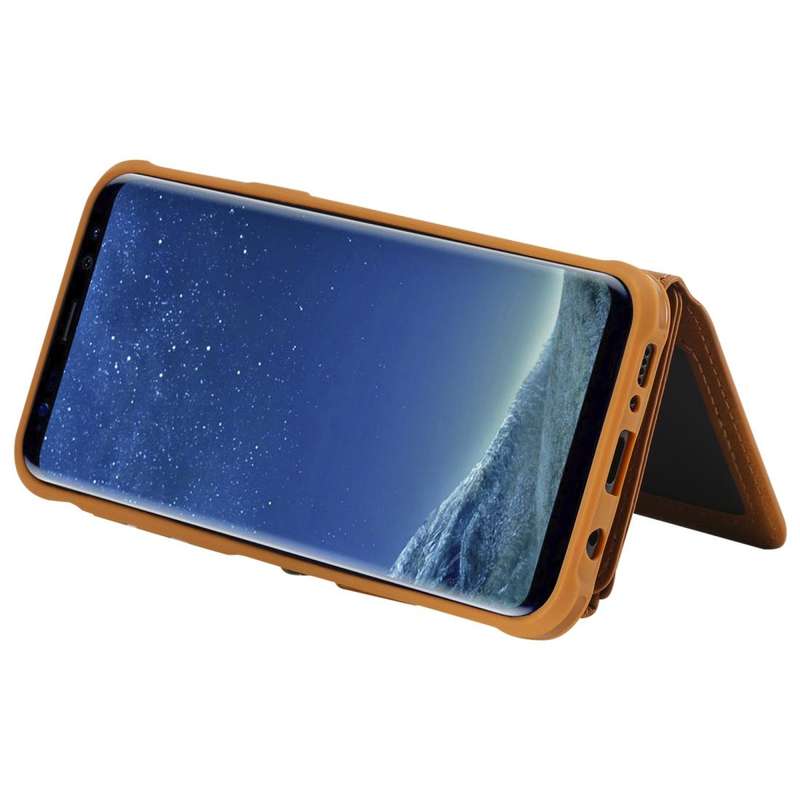 For Galaxy S8 Plus Zipper Shockproof Protective Case with Card Slots & Bracket & Photo Holder & W...