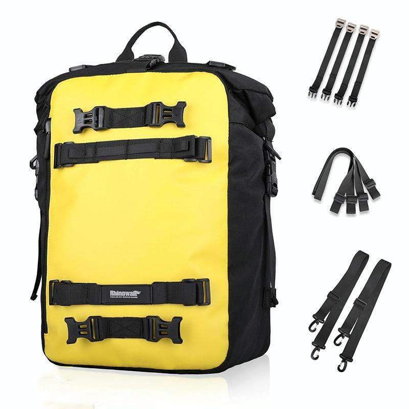 Rhinowalk Multi-Function Motorcycle Rear Seat Bag Combination Rear Shelf Pannier, Colour: Yellow 30L