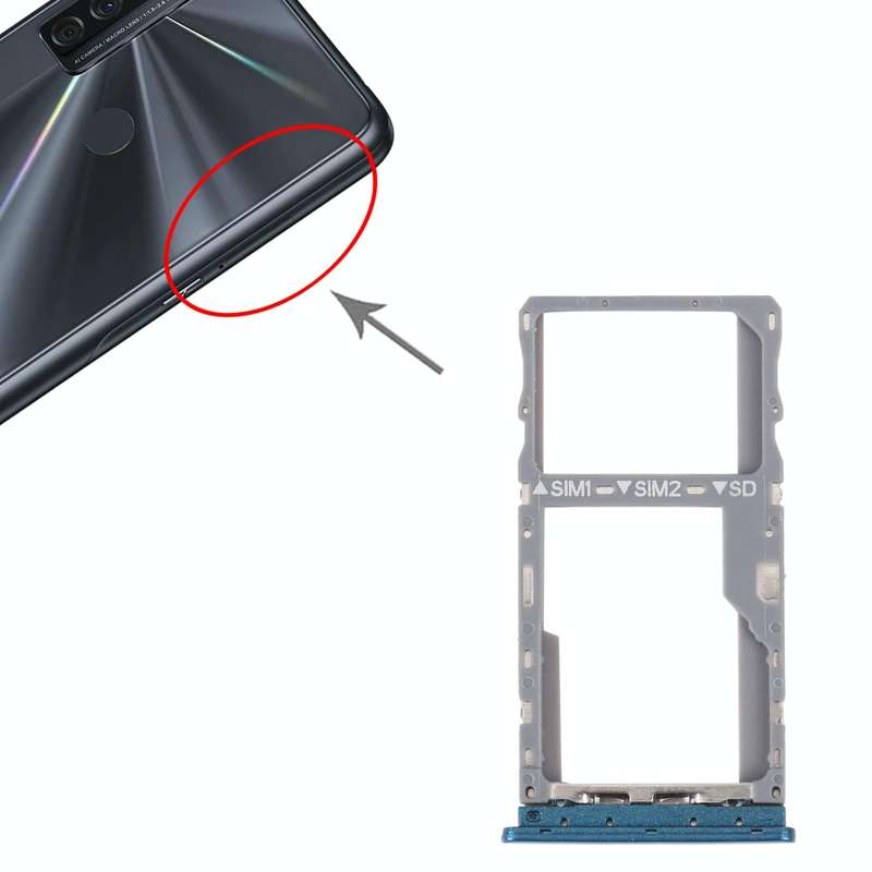 For TCL 20 SE Original SIM Card Tray + SIM / Micro SD Card Tray(Green)