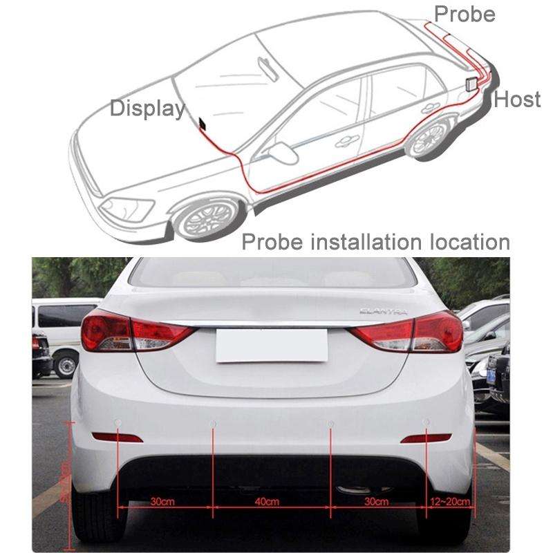 Car Buzzer Reverse Backup Radar System - Premium Quality 4 Parking Sensors Car Reverse Backup Rad...