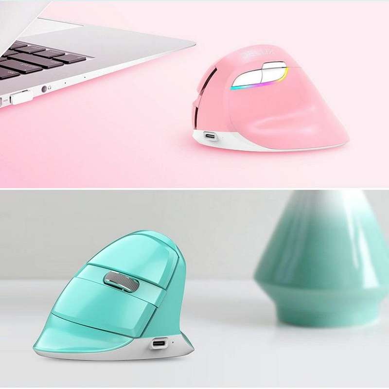 DELUX M618Mini Colorful Wireless Luminous Vertical Mouse Bluetooth Rechargeable Vertical Mouse(Co...