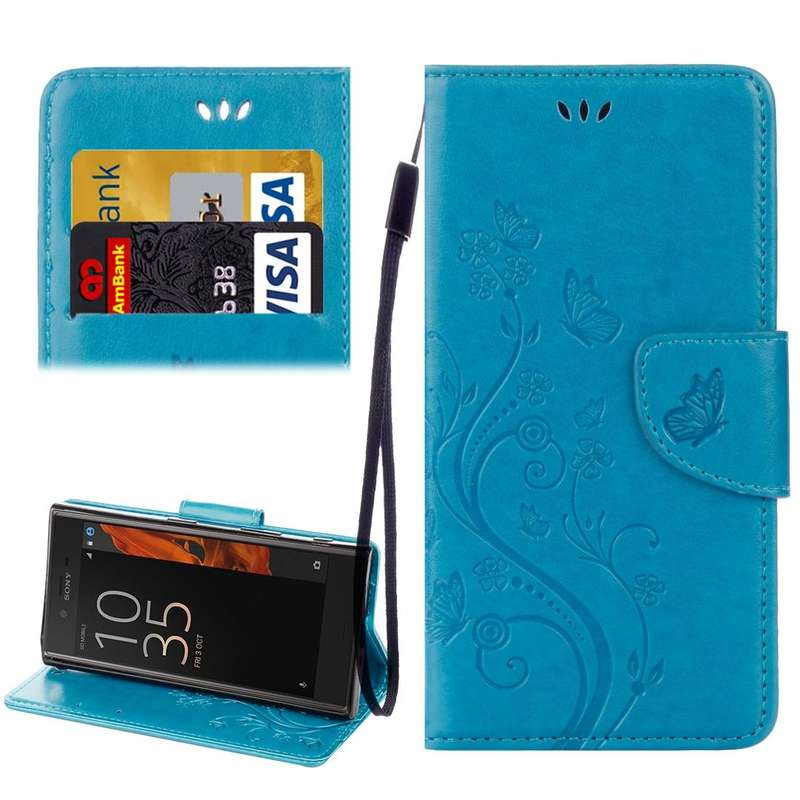 For Sony Xperia XZ Butterflies Love Flowers Embossing Horizontal Flip Leather Case with Holder & ...