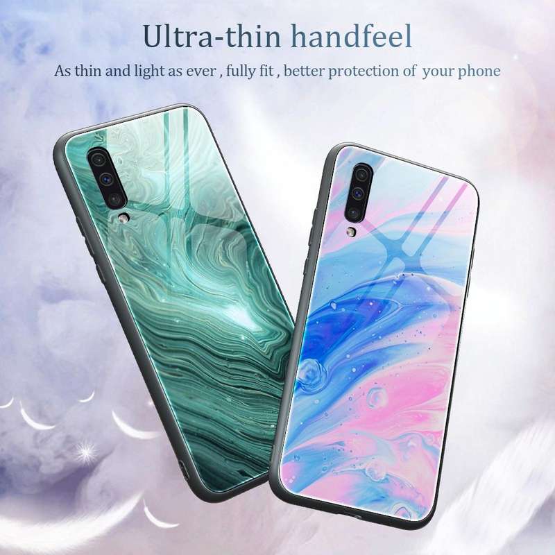 For Samsung Galaxy A50 / A50s / A30s Marble Pattern Glass Protective Case(DL06)