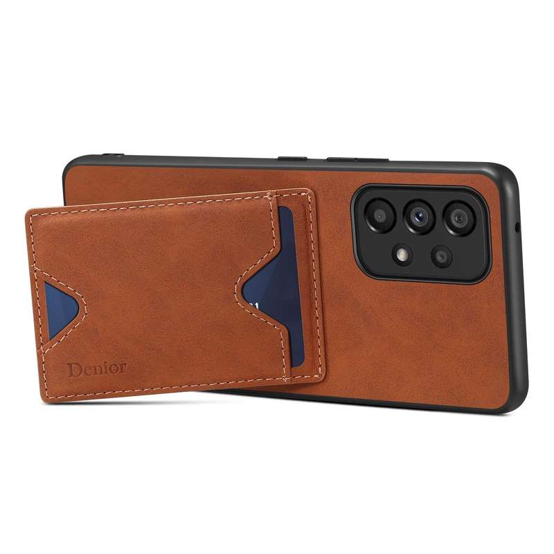 For Samsung Galaxy A24 5G Denior PU Back Cover Card Slot Holder Phone Case(Blue)