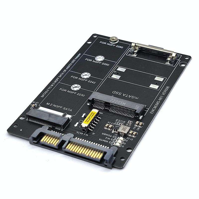 SATA 22PIN To MSATA Or M.2 NGFF SATA Card 2 In 1 SSD Converter Card With SATA 22pin Cable