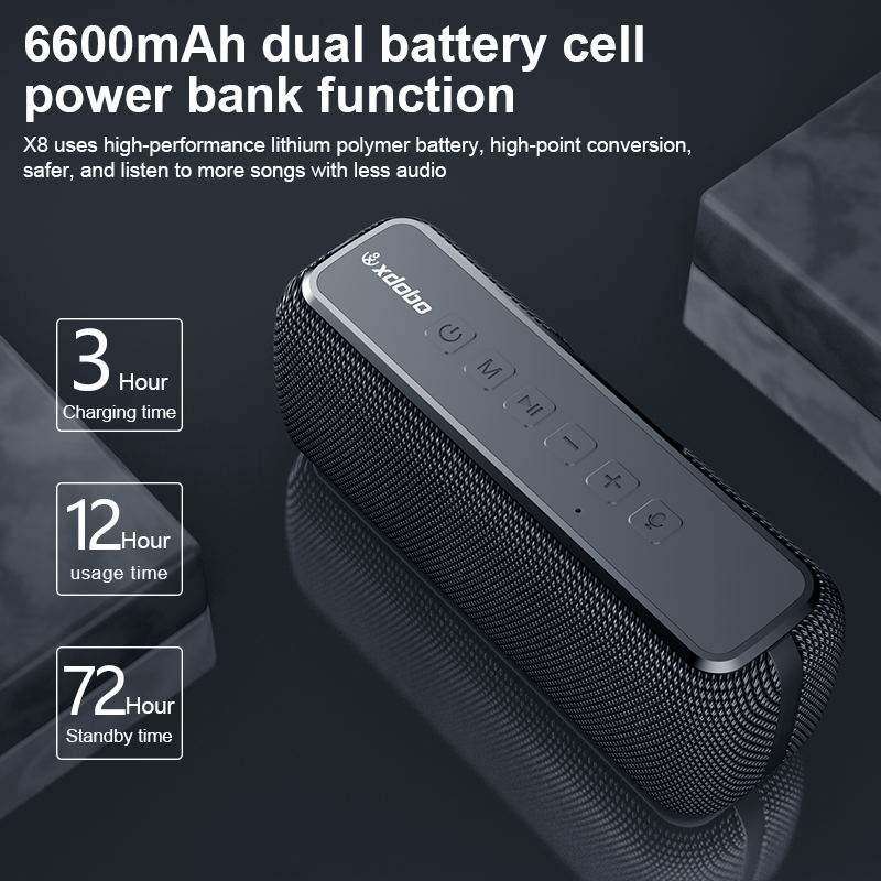 XDOBO X8 60W Wireless Bluetooth Speaker Outdoor Subwoofer Support TWS & TF Card (Black)