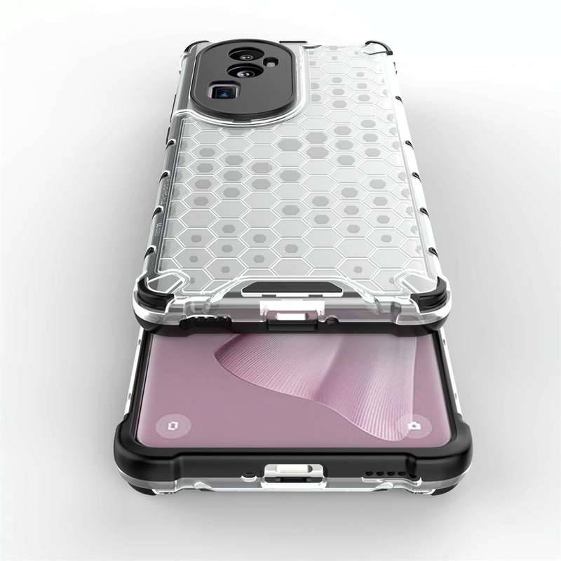For OPPO Reno10 Pro+ Shockproof Honeycomb Phone Case(Black)