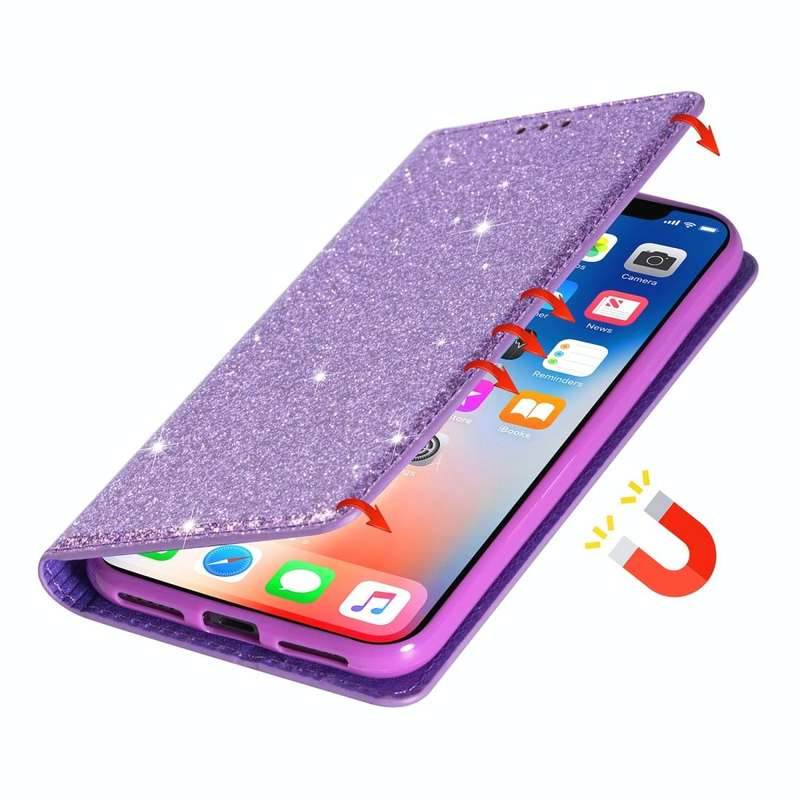 For Samsung Galaxy A6+ / J8 (2018) Ultrathin Glitter Magnetic Horizontal Flip Leather Case with H...