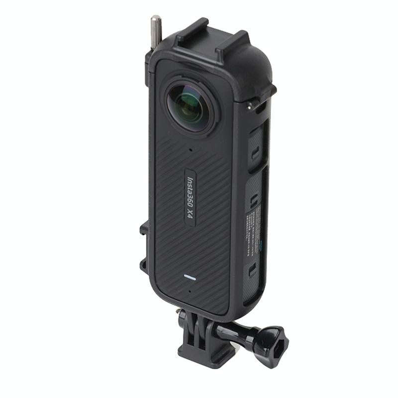 For Insta360 X4 Cold Shoe ABS Plastic Protective Frame with Adapter Mount & Screw (Black)