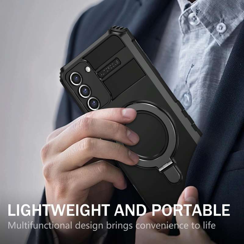 For Samsung Galaxy S21 FE 5G MagSafe Magnetic Holder Phone Case(Black)
