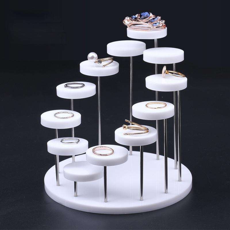 12 Rounds Base Acrylic Jewelry Ring Display Stand(White)