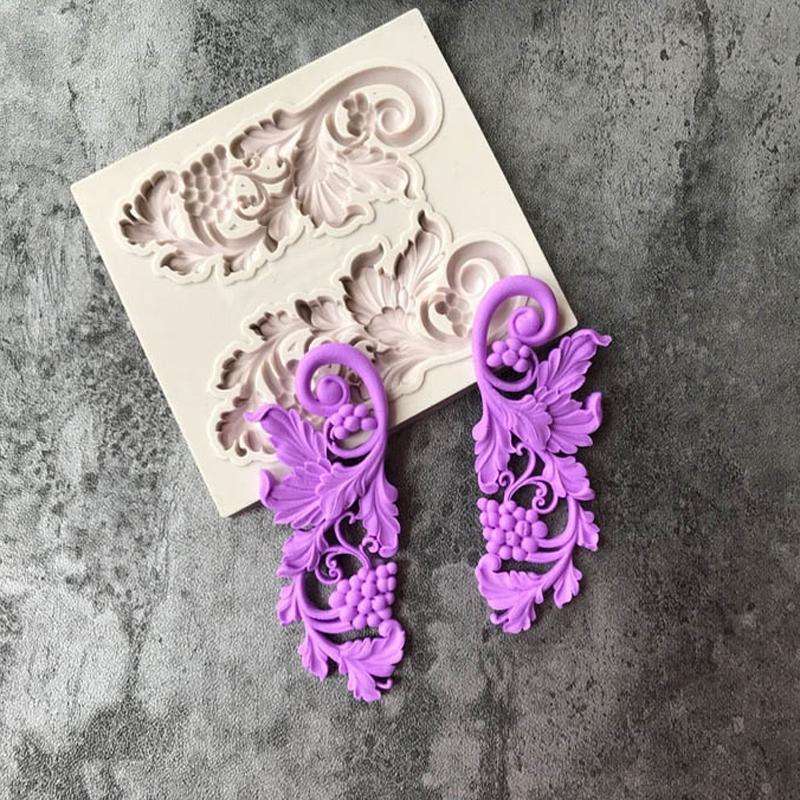 5 PCS Relief Fondant Cake Silicone Mold DIY Chocolate Mold,Style: D135