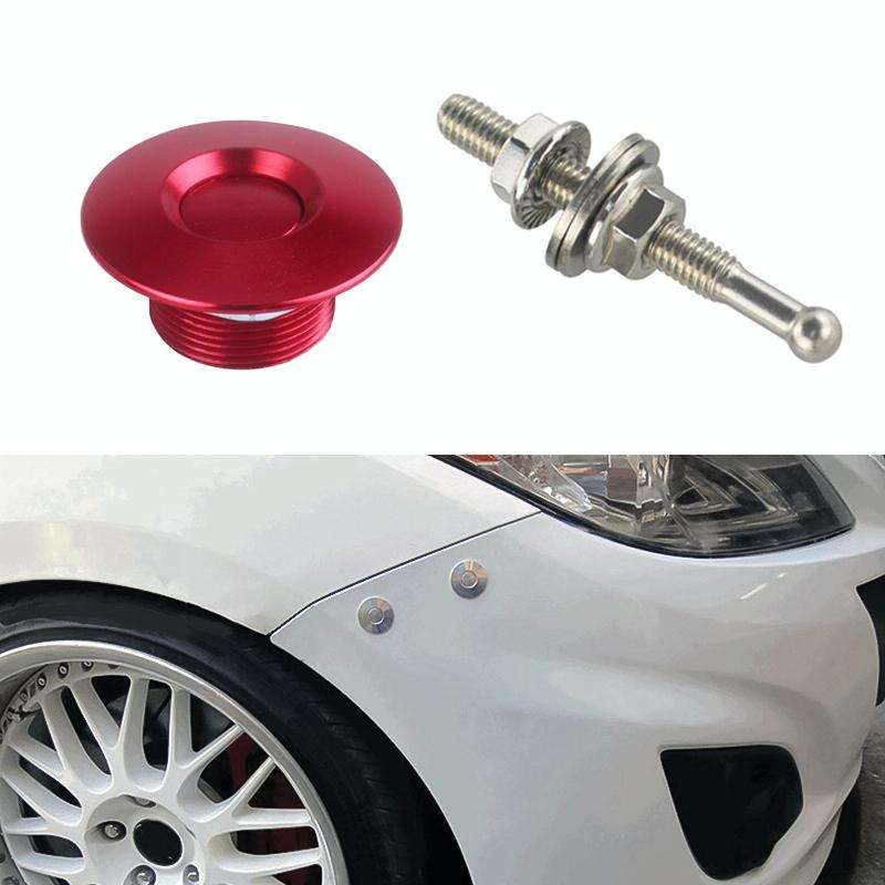 54mm Stainless Steel Quick-pins Push Button Billet Hood Pins Lock Clip Kit (Red)