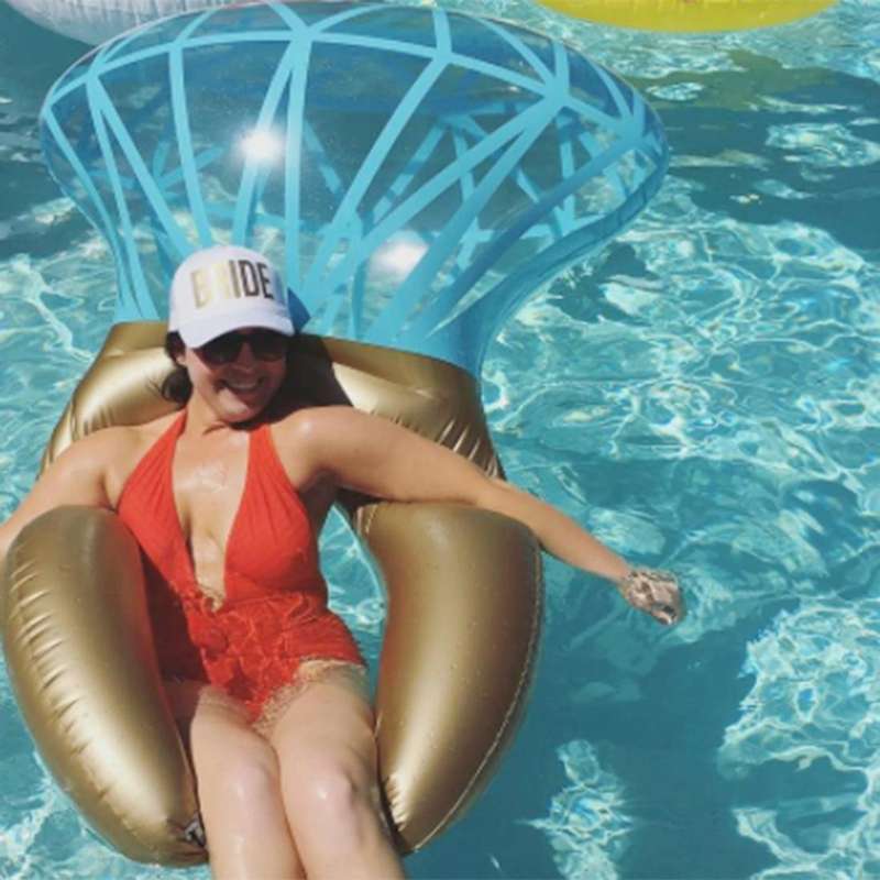 Water Fun Inflatable Diamond Ring Shaped Pool Lounge Swimming Ring Floating Raft Floats, Size: 14...