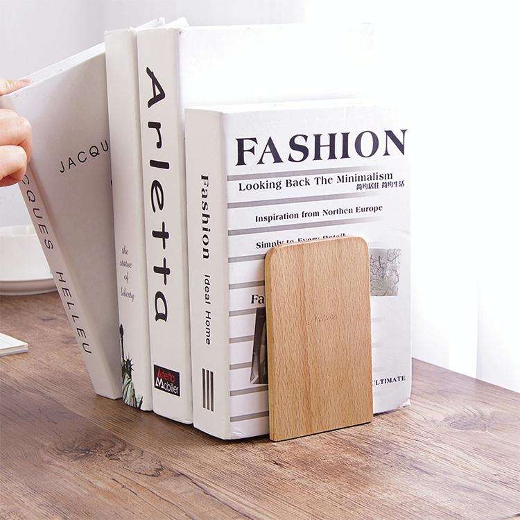 Anti-skid Bookends Shelf Holder Book Nature Wood Stand(Square)