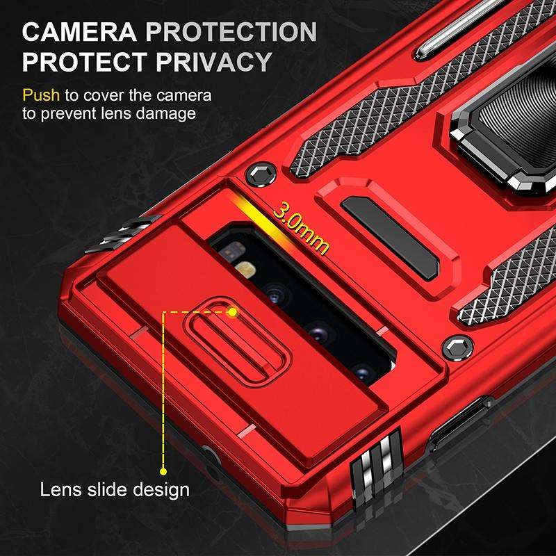 For Samsung Galaxy S10 Armor PC + TPU Camera Shield Phone Case(Red)