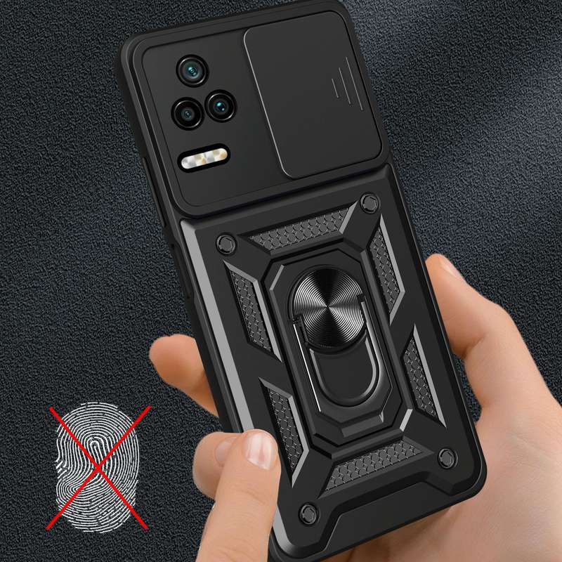 For Xiaomi Poco F4/Redmi K40S Sliding Camera Design TPU + PC Phone Case(Black)