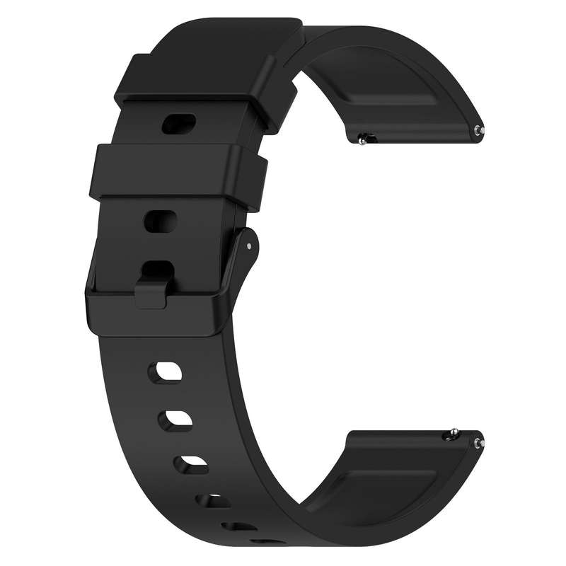 For Amazfit Bip 3 20mm Step Silicone Strap Stainless Steel Black Buckle(Black)