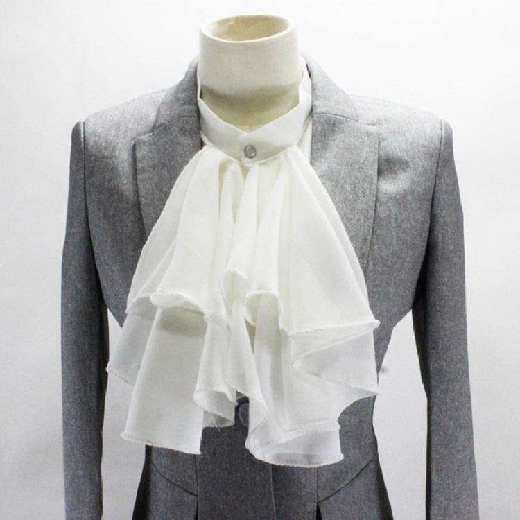 White Large Turban Vintage Court Style Chiffon Shirt Collar Professional Suit Decoration Fake Col...