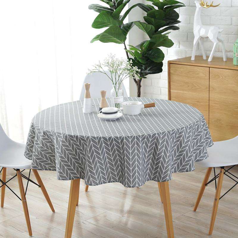 Polyester Cotton Round Tablecloth Dust-proof Cotton and Linen Printing Tablecloth, Diameter:100cm...