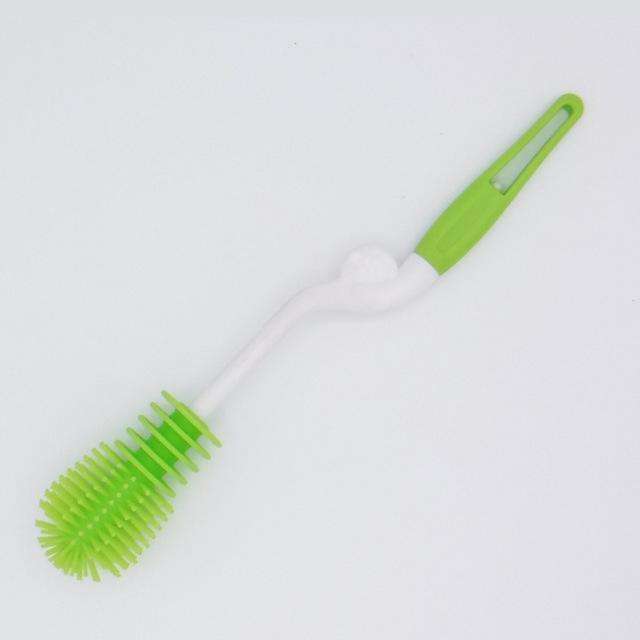 Washing Cleaning Rotary Handle Long Handle Scrubbing Feeding-bottle Brush(Green)