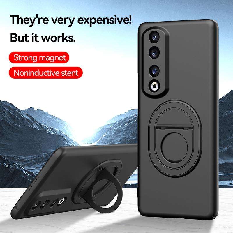 For Honor 90 Magsafe Hidden Fold Holder Full Coverage Shockproof Phone Case(Black)
