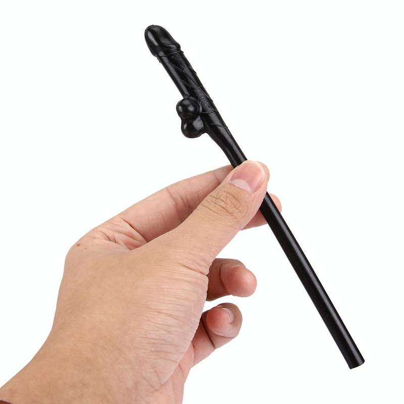 10 PCS Dicky Sipping Straw, Length: about 19cm(Black)