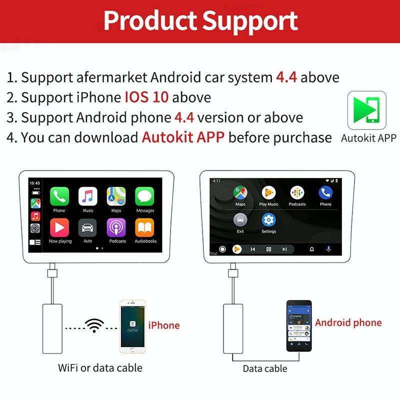 Car Navigation for Android / Apple Carplay Wireless Bluetooth Module Auto Smart Phone USB Carplay...