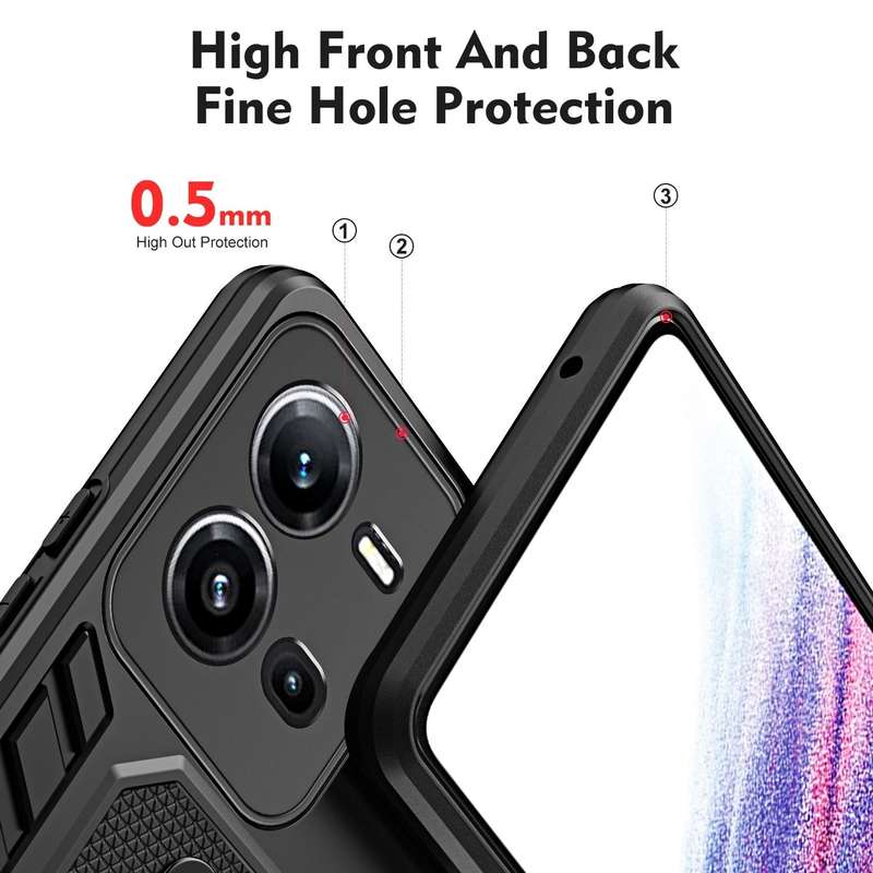 For vivo V25 5G / V25e Variety Brave Armor Finger Loop Holder Phone Case(Black)