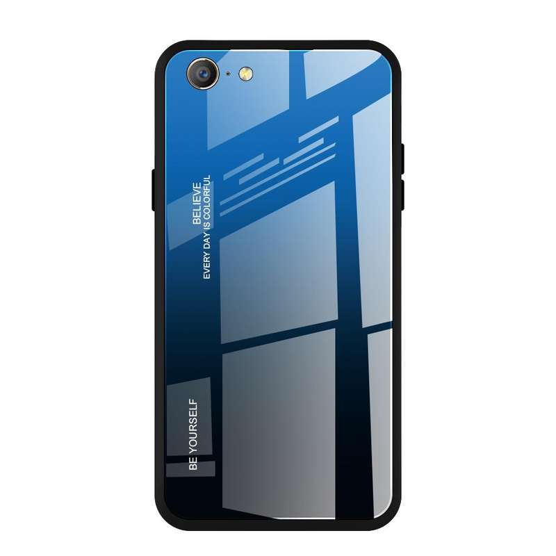 For OPPO A57 / A39 Gradient Color Glass Case(Blue)