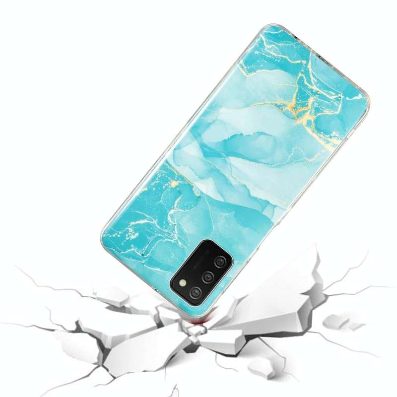 For Samsung Galaxy A02s IMD Marble Pattern TPU Phone Case(Green)