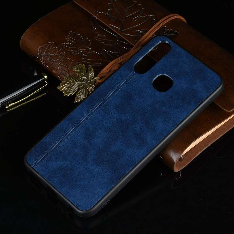 For Vivo Y19 Shockproof Sewing Cow Pattern Skin PC + PU + TPU Case(Blue)