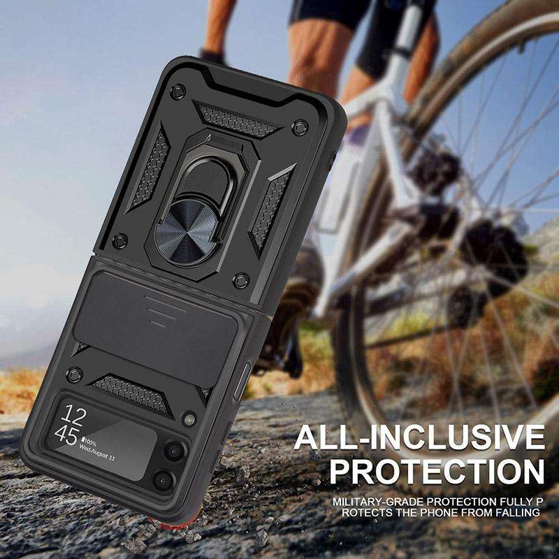 For Samsung Galaxy Z Flip3 5G Sliding Camera Cover Design TPU+PC Protective Case(Black)