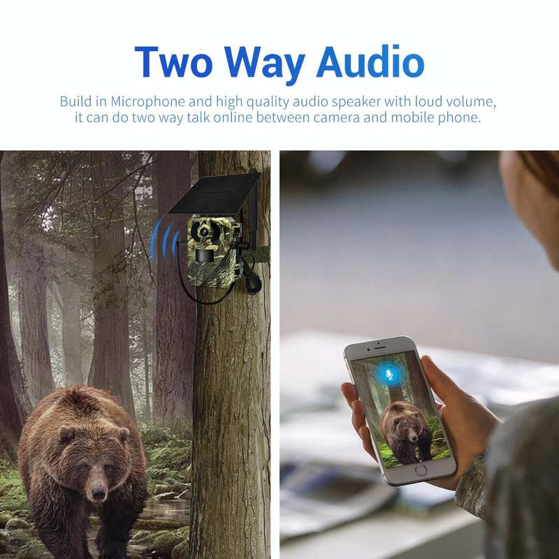 ESCAM QF380 4MP Network Solar PIR Alert Smart Wildlife Hunting Camera, 4G:AU Version(Camouflage)