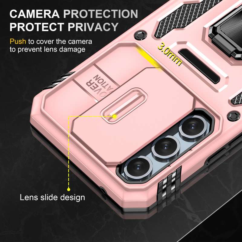 For Samsung Galaxy S23 FE 5G Armor PC + TPU Camera Shield Phone Case(Rose Gold)