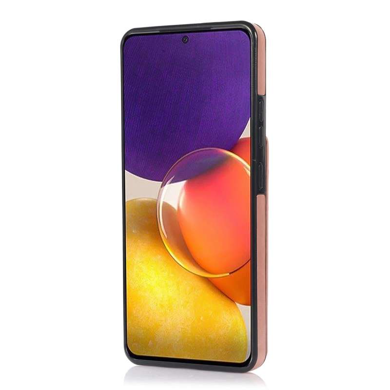 For Samsung Galaxy A73 5G Solid Color PC + TPU Protective Case with Holder & Card Slots(Rose Gold)