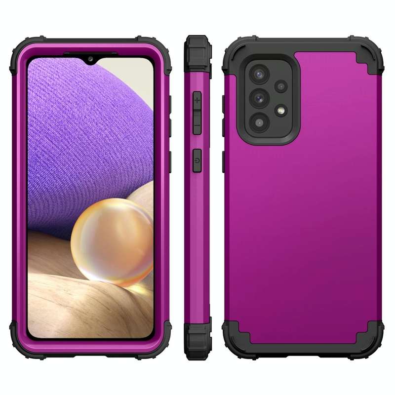 For Samsung Galaxy A73 5G PC + Silicone Phone Case(Dark Purple+Black)