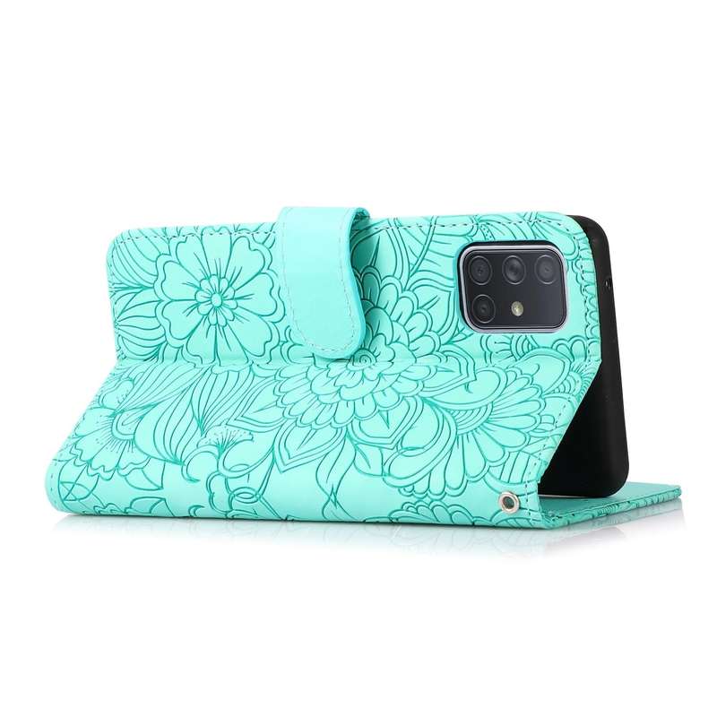 For Samsung Galaxy A71 Skin Feel Embossed Sunflower Horizontal Flip Leather Case with Holder & Ca...
